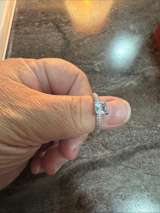 Jewelry - Sterling Silver Square-Cut Aquamarine Ring - Light Blue